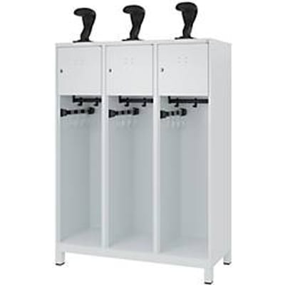 C+P Evolo brandweerkast, model YOUNGSTER, 3 compartimenten, H 1630 x B 1200 x D 500 mm, poten, lichtgrijs RAL 7035