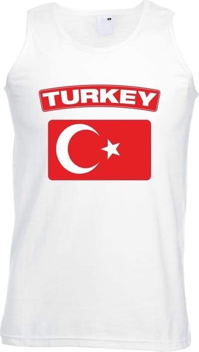 Turkije singlet shirt/ tanktop met Turkse vlag wit heren S