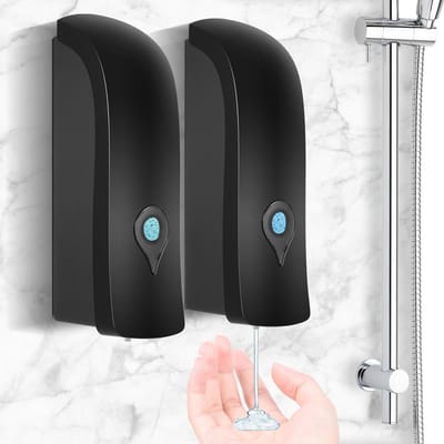 Zeepdispenser voor wandmontage: 2 stuks wandgemonteerde zeepdispenser, zeepdispenser zonder boren, handmatige zeepdispenser voor shampoo, handdesinfecterend middel, afwasvloeistofdispenser voor