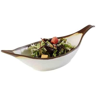 GGM Gastro (6 Stück) Blatt Schale - CROCKER - Melamin - 0,65 Liter - Weiß/Braun