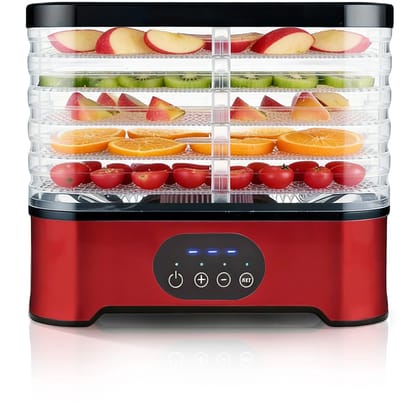 Voedseldroger | 5 stapelbare roestvrijstalen trays, 72 uur digitale instelbare timer en temperatuurregeling tot 70°. Elektrische droger en bewaarapparaat voor gedroogd vlees, fruit, hondensnacks en nog veel meer.