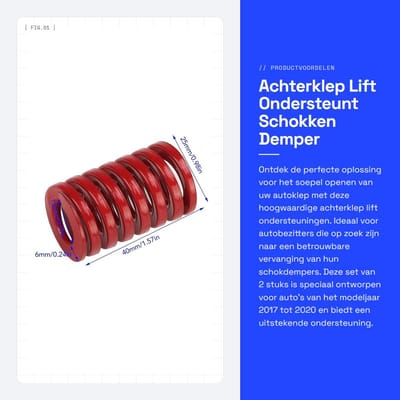 Dailygoods- Achterklepveer 2 Stuks - Schokdemper - Vervanging - Compressieveer - 25mm OD - Geschikt voor 2017-2020