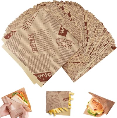 150 Stuks Deli Papier Vellen, Ideaal voor Burgers, Sandwiches en Snacks, 15x15cm, Perfect voor Verpakking en Presentatie van Frieten en Snacks