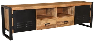 TV meubel industrieel mangohout Nova 200cm tv kast duurzaam mango massief hout tv-meubel