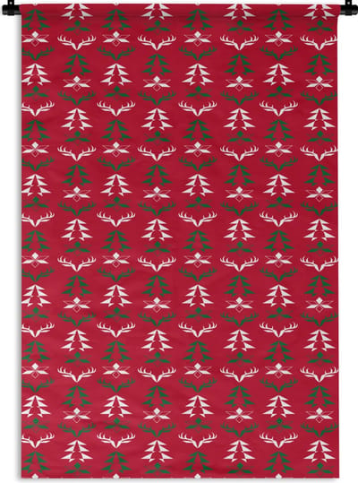 Wandkleed - Wanddoek - Hert - Patroon - Kerst - 120x180 cm - Wandtapijt