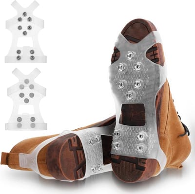 Spikes - Antislip Spikes - Spikes Schoenen Sneeuw - Veilige Grip Op Ijs En Sneeuw - 10 Doorschijnende Roestvrijstalen Spikes Voor Buitengebruik - S(Eu:31-36)