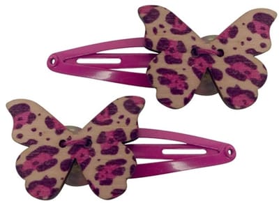 Haarsoires Haarspeld Klikklak 4cm - Vlinder - Hout - Roze - Set van 2 - Haarclip Speldjes - Makkelijk in Gebruik - Haaraccessoires voor Volwassenen & Kinderen - Hair Clip - Decoratieve Haaraccessoire