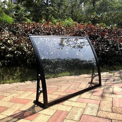Deur Luifel - Buitenluifel Raam - Bescherming Buiten - Aluminium Beugel - 60x200cm - Bruin Transparant