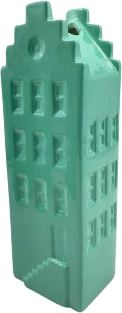 Bloemenvaas- Huis Vaas- Keramiek-Zee Groen -5x4,5x14,5 cm