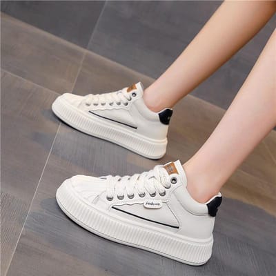 Leren Platform Witte Schoenen Dames Ins Stijl High-top Schoenen Lente Nieuwe Veelzijdige Board Schoenen Casual Sportschoenen 40 gray