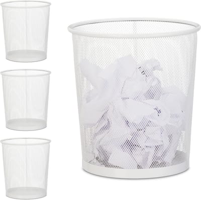 4x papiermand metaal - prullenmand - prullenbak - papierbak - 12 L - kantoor