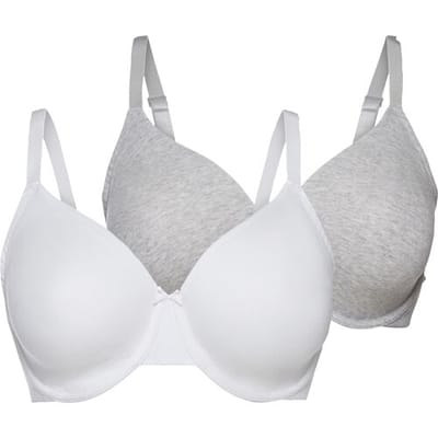ESMARA 2 dames beugel-bh's (Grijs/wit, 85D)