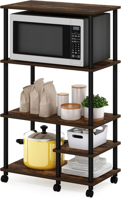 4-Laags Keuken Stapelrek met Wielen voor Opslag