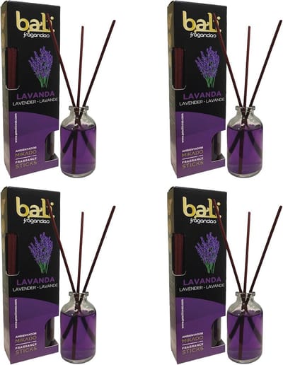 Set van 4 Lavendel Mikado Luchtverfrissers voor Woonkamer en Eetkamer