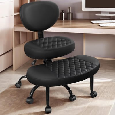 Dailygoods- Bureaustoel Ergonomisch - Verstelbare Hoogte - Gekruiste Poten - Wieltjes - Lendensteun - Comfortabele Zitting - Zitmeubel