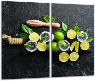 TMK ArtDeko - Snijplank Glas - 2x 30x52 cm - Inductieplaat Bescherming - Levendige Kleuren