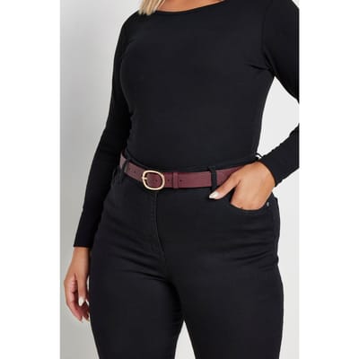 Yours Riem Met Ovale Gesp En Textuur In Bordeauxrood/Goudsize 42-44