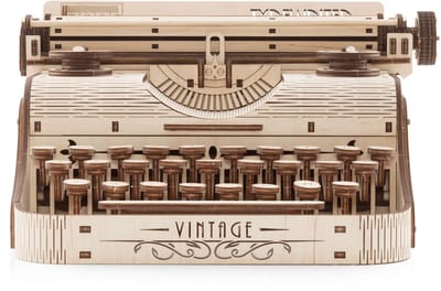 Eco Wood Art Modelbouwpakket Vintage Typemachine - 3D Puzzel - Miniatuur Bouwpakket Volwassenen - DIY - Knutselen - Hout