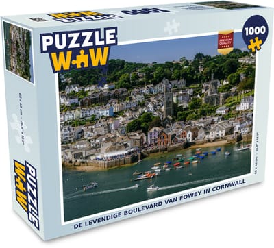 Puzzel De levendige boulevard van Fowey in Cornwall - Legpuzzel - Puzzel 1000 stukjes volwassenen
