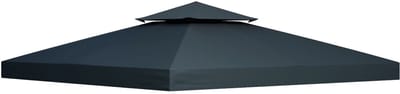 Merax Pavillondak 3x3 m Vervangingsdoek (Dubbel Dak) - Waterafstotend Polyester 180 g/m² - UV-bescherming - Met 8 Oogjes & Klittenband - Antraciet/Donkergrijs