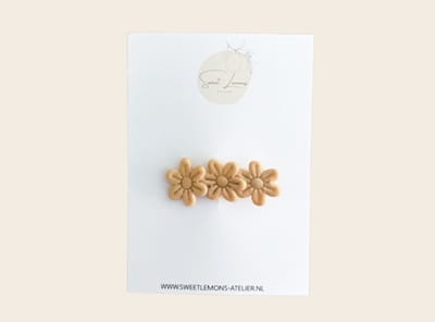 Flowers Soft Brown Haarspeldje - Alligator Haarspeldjes - Baby Haarspeldjes - Meisjes Haarspeldjes
