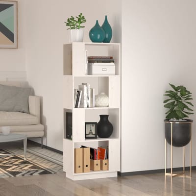 vidaXL - Boekenkast/kamerscherm - 51x25x132 - cm - massief - grenenhout - wit