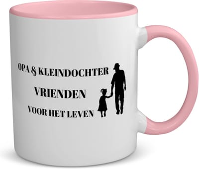 Akyol - opa en kleindochter vrienden voor het leven koffiemok - theemok - roze - Vriend - opa/kleindochter - opa cadeautjes - cadeau - kado - geschenk - kleindochter verjaardag - kleindochter artikelen - 350 ML inhoud