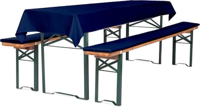 Bierbankkussens met Tafelkleed - Feestkussens Set - Feestelijke Zitsfeer - RG30/50 Extra Sterk Schuim - 220 cm - Blauw