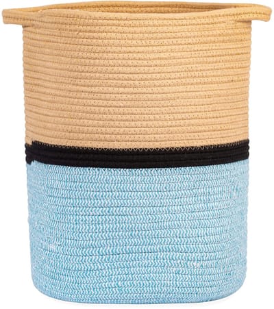 Dailygoods- Opbergmanden Katoen - Stevige Ropconstructie - Medium - Trekkoord Sluiting - Geschikt voor Badkamer/Slaapkamer - Set van 3 Stuks - Opbergmand