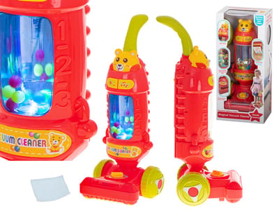 Ikonka Interactieve Kinderstofzuiger 46 cm – Speelgoedstofzuiger met Licht & Geluid – Verticale Kinderschoonmaak – Framboos