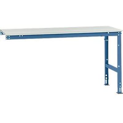 Manuflex aanbouwtafel UNIVERSAL Standaard, 1750 x 800 mm, melamine lichtgrijs, briljantblauw