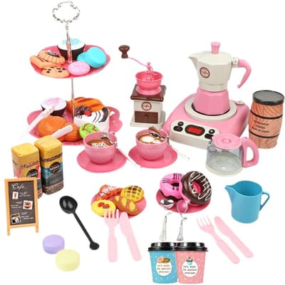 Luxe 52-delige Afternoon Tea Speelgoedset voor Meisjes rollenspel simulatie koken keuken speelgoed verjaardag vakantiecadeaus lichtgrijze kleur