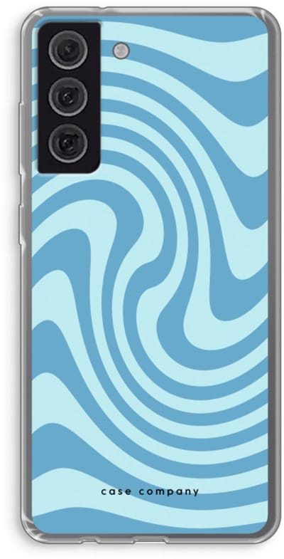 Case Company® - Hoesje geschikt voor Samsung Galaxy S21 FE hoesje - Swirl Blauw - Soft Cover Telefoonhoesje - Bescherming aan alle Kanten en Schermrand