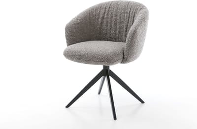 Eetkamerstoel Caja-Flex met armleuning kruisframe breed zwart bouclé zilver grijs 360° draaibaar pocketveer kern