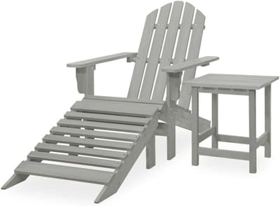 Adirondack Tuinstoel - Buitenstoel Poef - Ontspannen Buiten - Massief Dennenhout - 695 x 1475 x 895 cm - Grijs