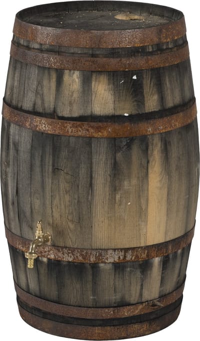 Regenton nieuw "oud gemaakt" 150 L. incl. kraan en vulgat in de deksel / Houten Regenton / Old Look