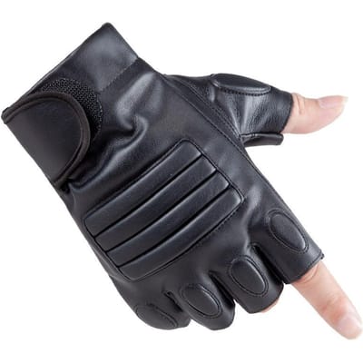 Halfvinger Lederen Handschoenen Mannen en Vrouwen Buitensporten Fietsen Fitness Bergbeklimmen Tactisch Motocross PU Lederen Handschoenen One size