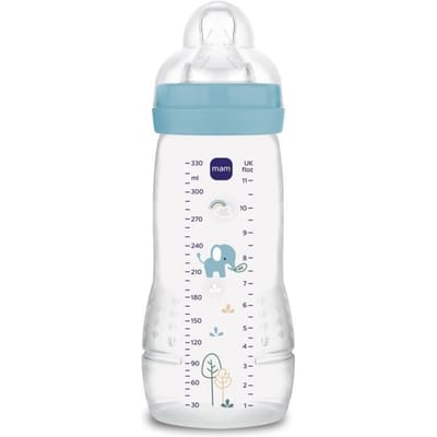 MAM Easy Active Fles 2e Fase 330 ml 6 Maanden en + Zeer Snelle Stroom (Kleur : Parel)