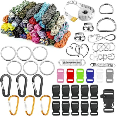 Paracord 36 stuks paracord set 3M Paracord 550 nylon touw multicolor nylon touw multifunctioneel nylon touw voor doe-het-zelf armbanden, sleutelhangers camping outdoor sport