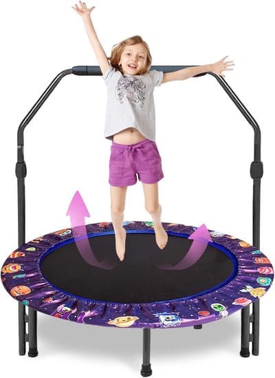 Veilige Trampoline voor Kinderen - 91 cm met Handgreep en Veiligheidsafdekking voor Binnen en Buiten