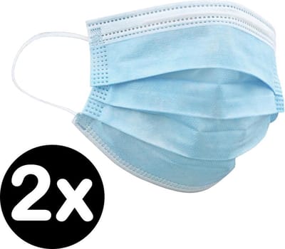 Mondkapje Wegwerp Mondkapjes Mondmasker - Niet Medisch - Blauw - 2x