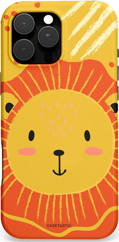 Casetastic Hoesje Geschikt voor Apple iPhone 16 Pro Max Magsafe - Stijlvolle Beschermende Duo-layer Case - Vrolijke leeuw