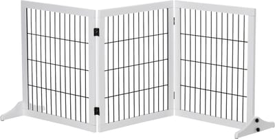 PawHut - Hondenhek - 3 Panelen - Inklapbaar - Grenenhout - Wit
