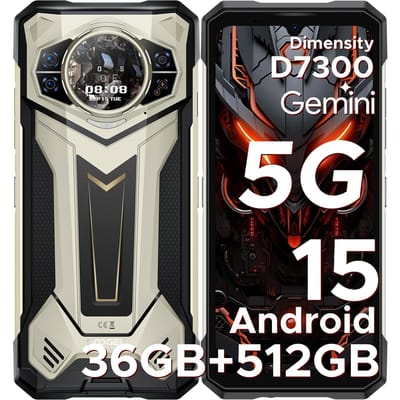 DOOGEE S200 Plus Robuuste Smartphone 5G, (16GB+20GB)+512GB met 1,32  Dynamisch Achterscherm, 10100mAh, 100MP+20MP, 6,72 , 120Hz, NFC, Gemini AI goud
