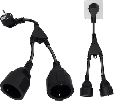 Verlengkabel Dubbele Stekker - Y-Splitter Stopcontact - Meerdere Apparaten - Compacte Y-Vorm - 5cm Kort