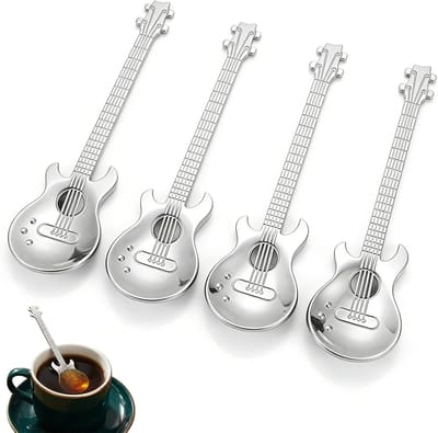 Leuke koffielepel voor muzikanten, roestvrijstalen theelepel, cadeau voor gitaristen en muziekliefhebbers, grappige decoratie