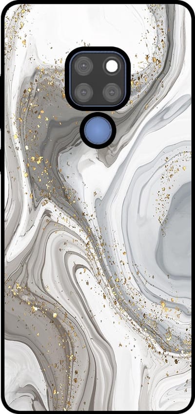 Smartphonica Telefoonhoesje Geschikt voor Huawei Mate 20 met marmer opdruk - TPU backcover case marble design - Zilver geschikt voor Huawei Mate 20
