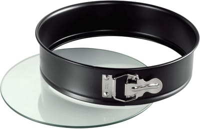 Famanu – Ronde springvorm Ø 26 cm met glazen bodem, snij- en krasbestendig, anti-aanbaklaag voor professioneel bakken