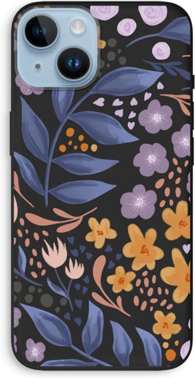 Case Company® - Hoesje geschikt voor iPhone 14 hoesje - Flowers with blue leaves - Biologisch Afbreekbaar Telefoonhoesje - Bescherming alle Kanten en Schermrand
