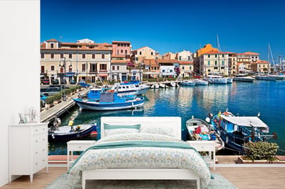 Behang - Fotobehang Haven in La Maddalena in Sardinië - Breedte 450 cm x hoogte 300 cm
